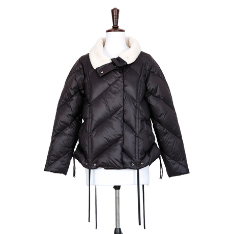 The New Lady's Lovely Winter Coat Casual Style Apparel Jacket Warm Fur Collar Drawstring Design Down Coat 