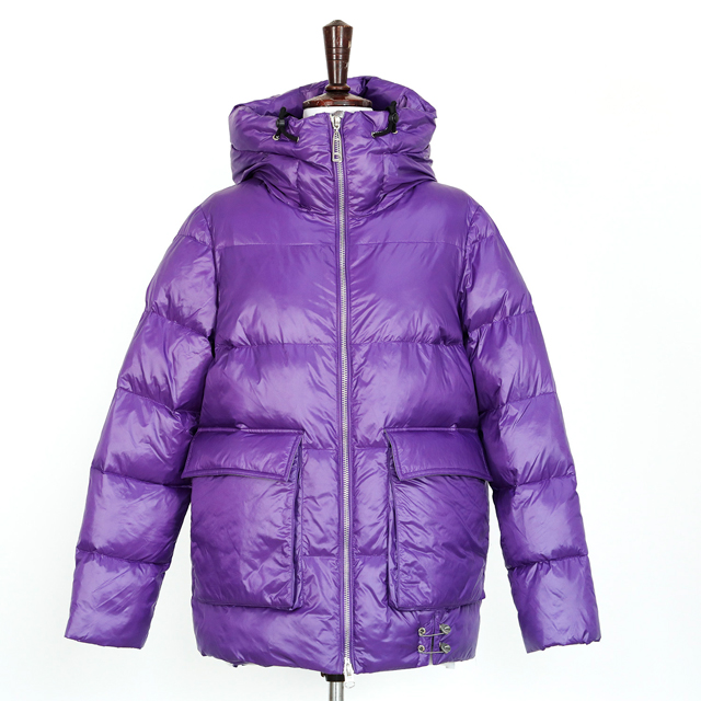 Women's winter coat fashion down jacket casual minimalist style pure purple hooded cotton clothing