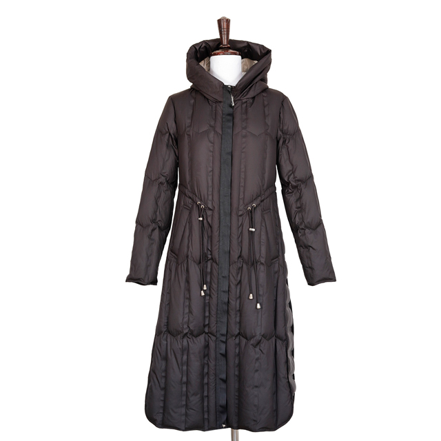 2021 Women's Winter long down Jacket dark purple fashion Waist Drawstring Design Casual Clothing 